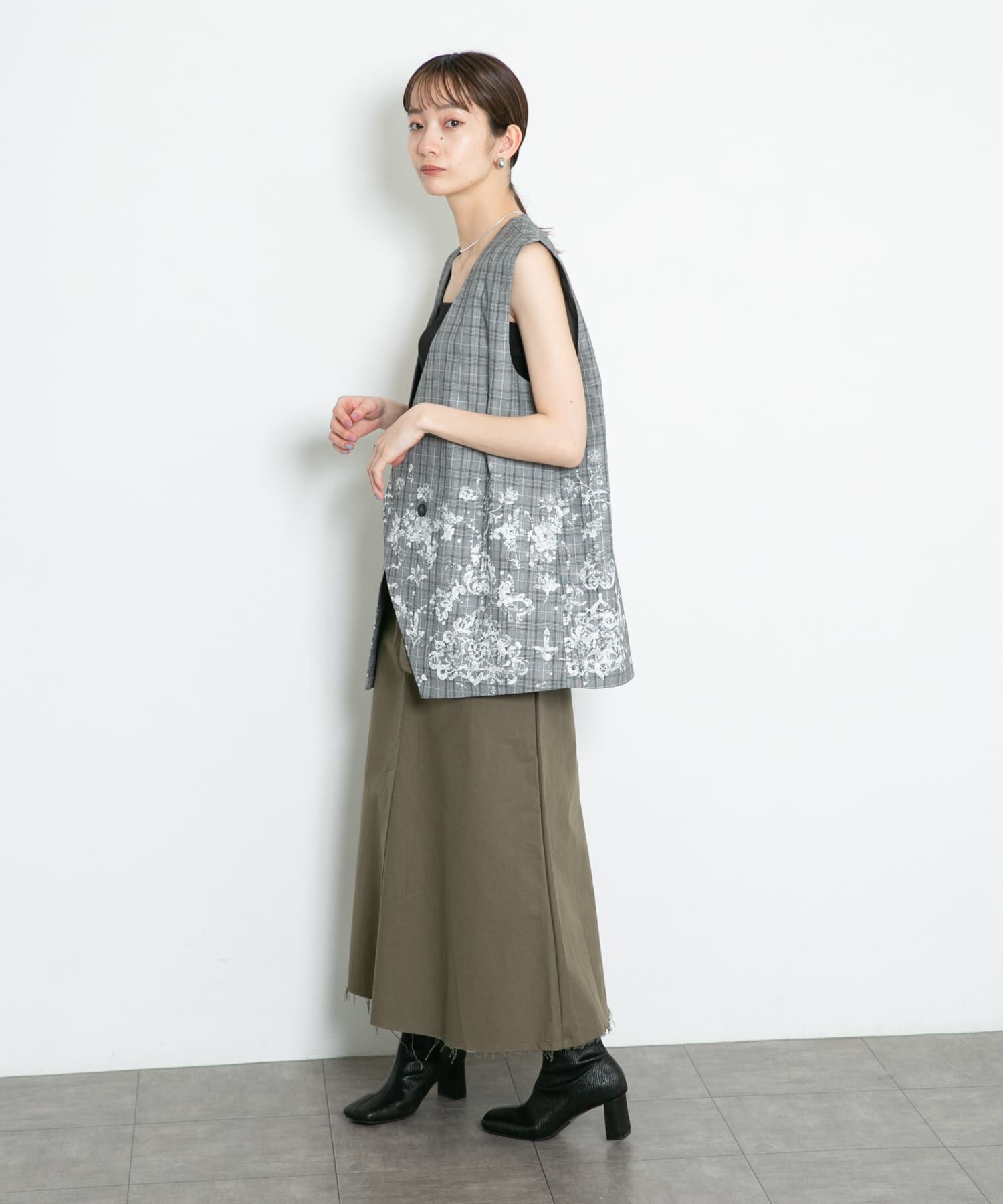  「レースプリントチェックベスト」|ベスト・ジレ|