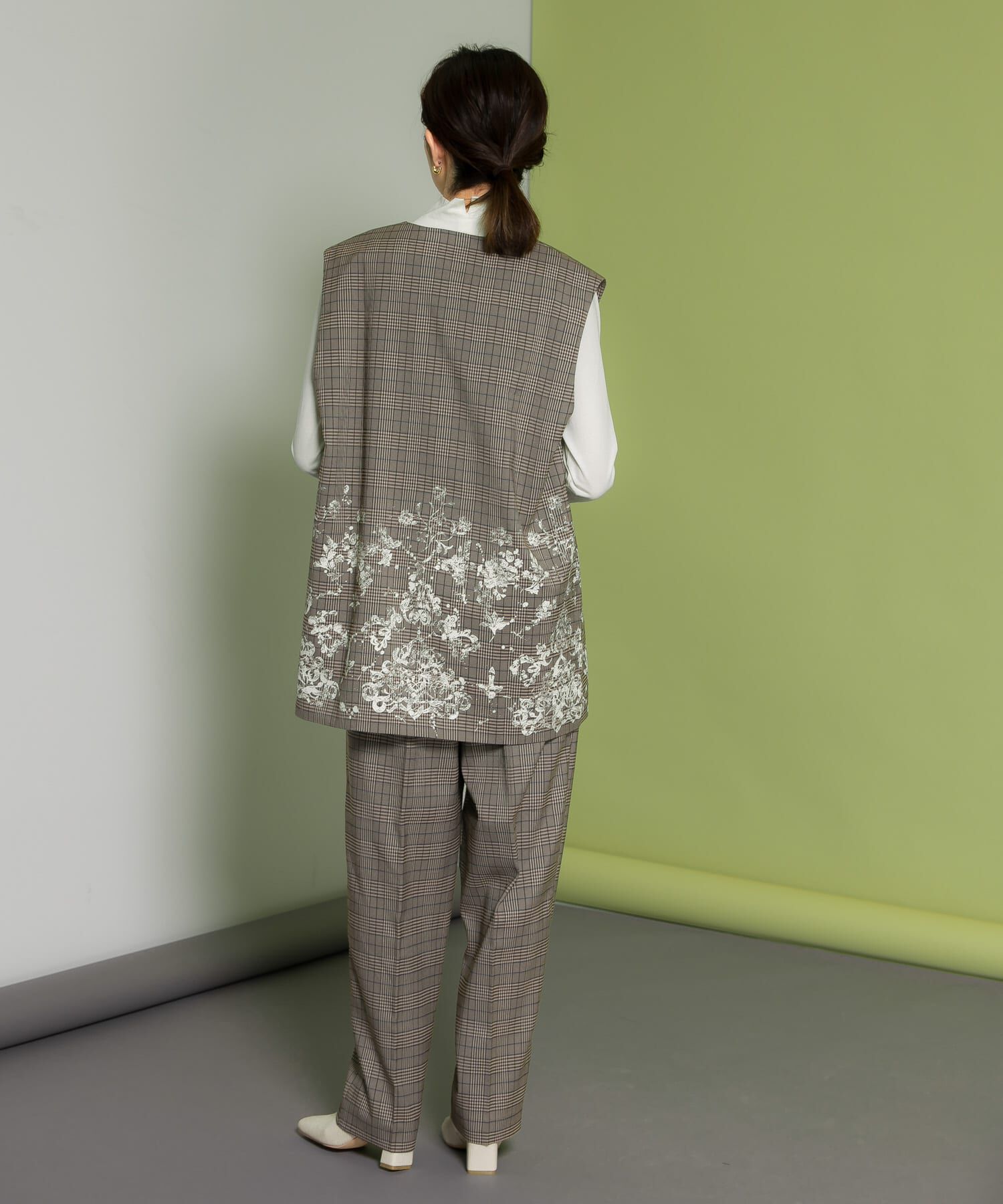  「レースプリントチェックベスト」|ベスト・ジレ|