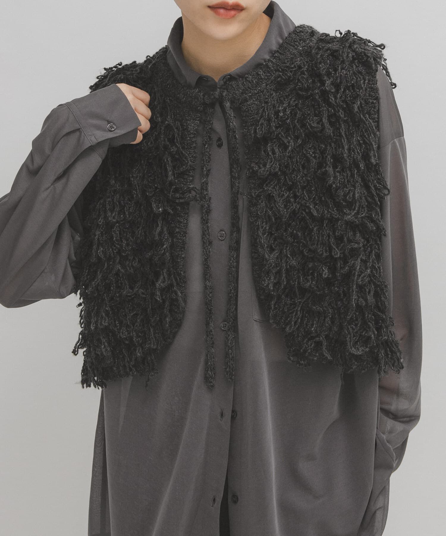  「ループニットベスト」|ベスト・ジレ|チャコールグレー