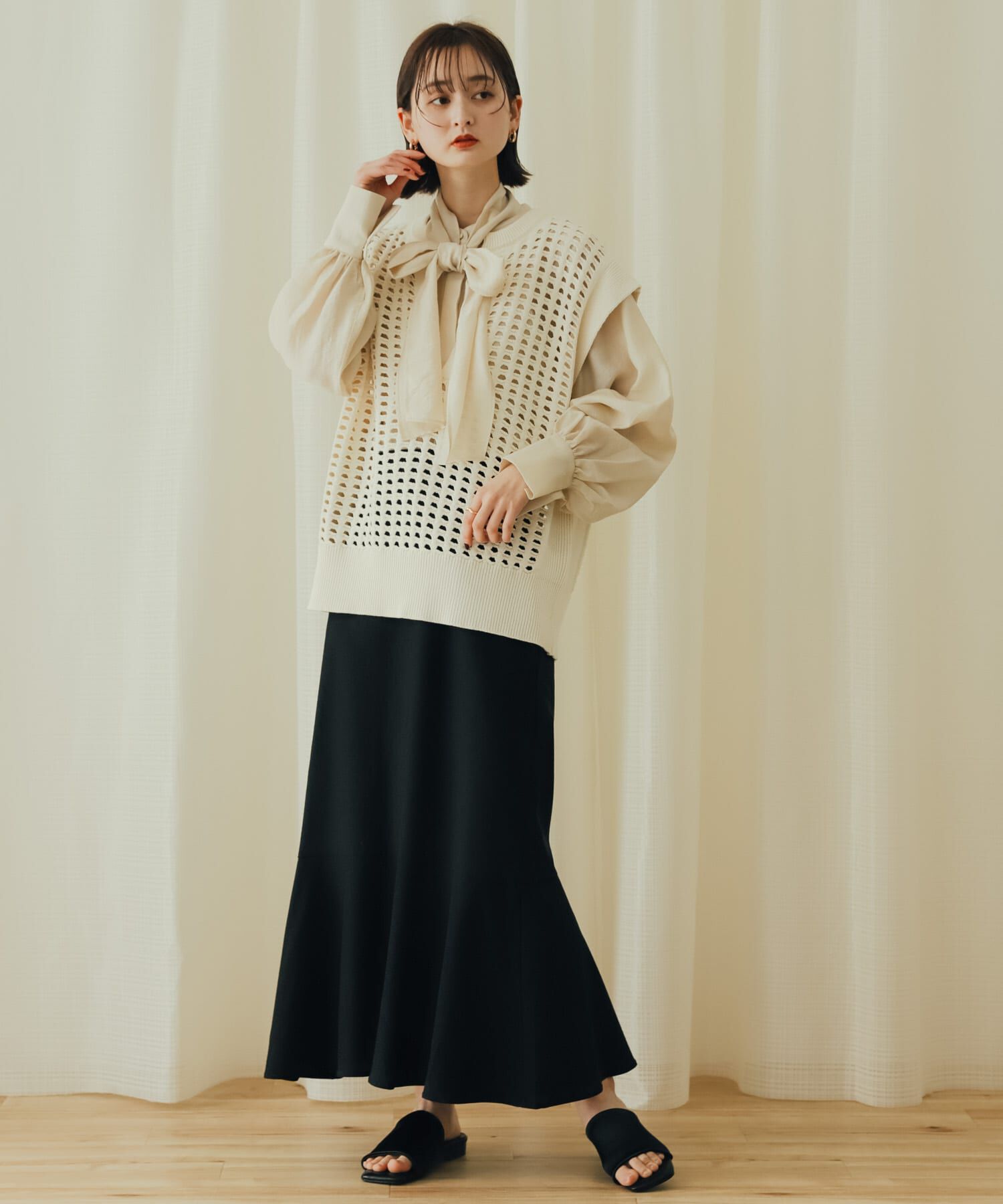 SENSE OF PLACE by URBAN RESEARCH「ホールメッシュキーネックニットベスト」|ベスト・ジレ|