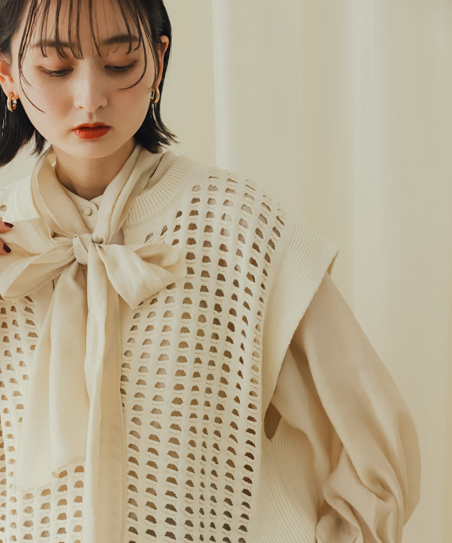 SENSE OF PLACE by URBAN RESEARCH「ホールメッシュキーネックニットベスト」|ベスト・ジレ|