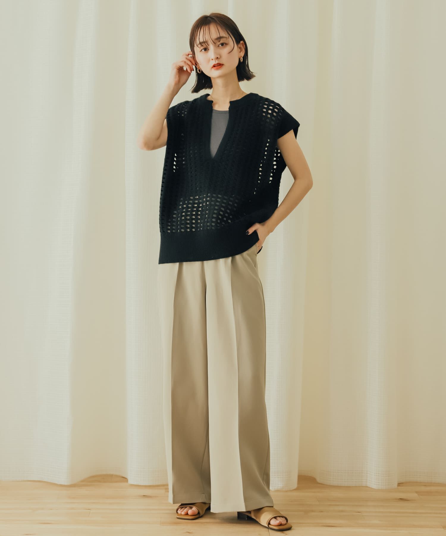 SENSE OF PLACE by URBAN RESEARCH「ホールメッシュキーネックニットベスト」|ベスト・ジレ|