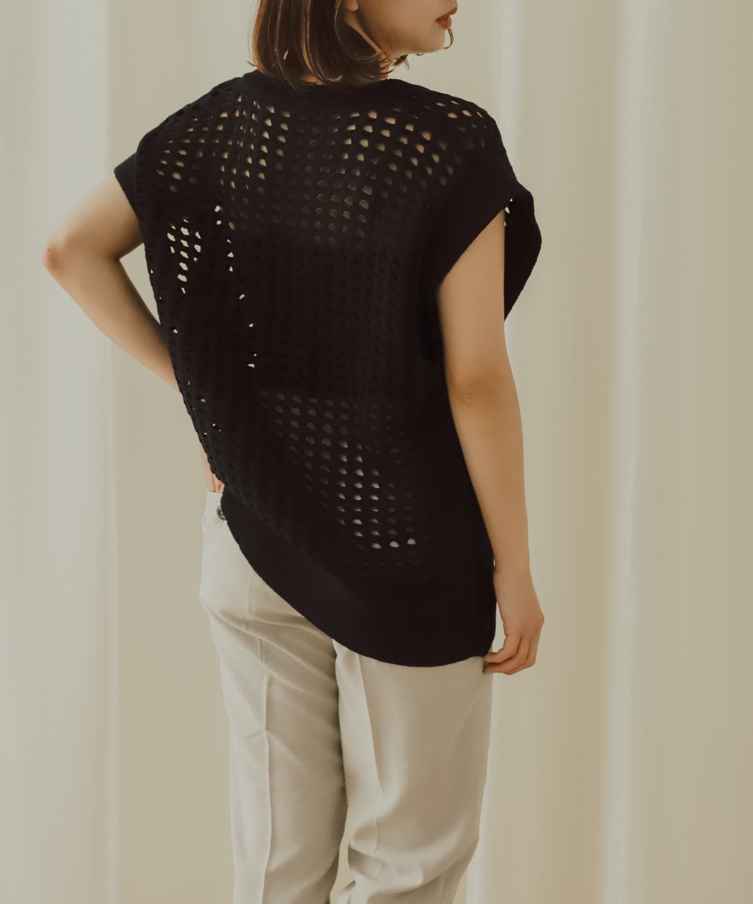 SENSE OF PLACE by URBAN RESEARCH「ホールメッシュキーネックニットベスト」|ベスト・ジレ|