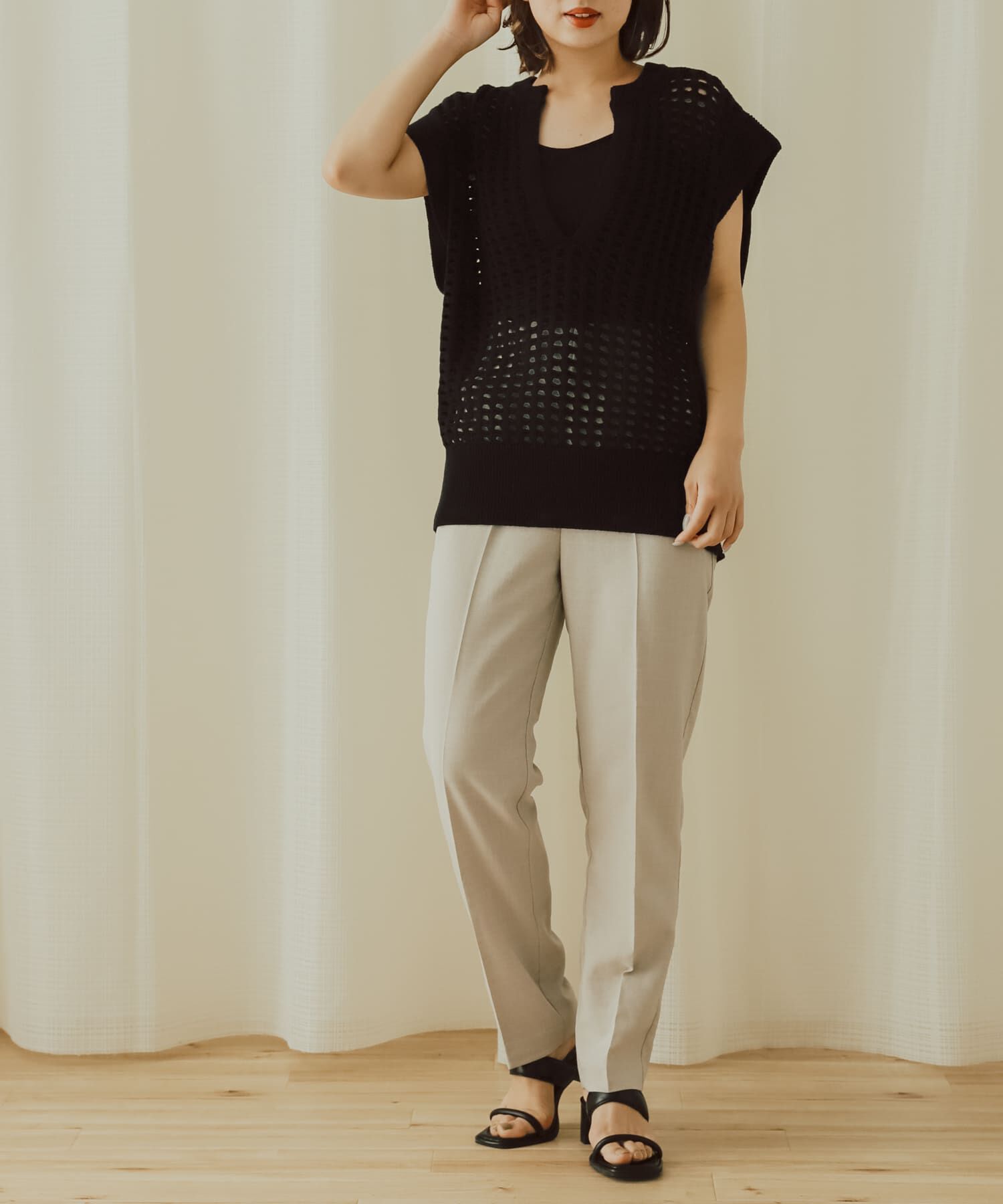 SENSE OF PLACE by URBAN RESEARCH「ホールメッシュキーネックニットベスト」|ベスト・ジレ|