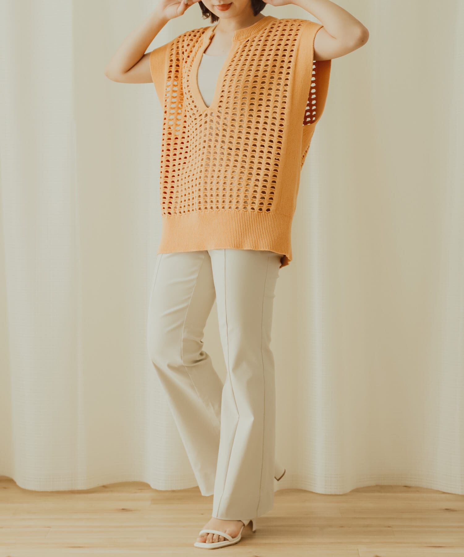 SENSE OF PLACE by URBAN RESEARCH「ホールメッシュキーネックニットベスト」|ベスト・ジレ|