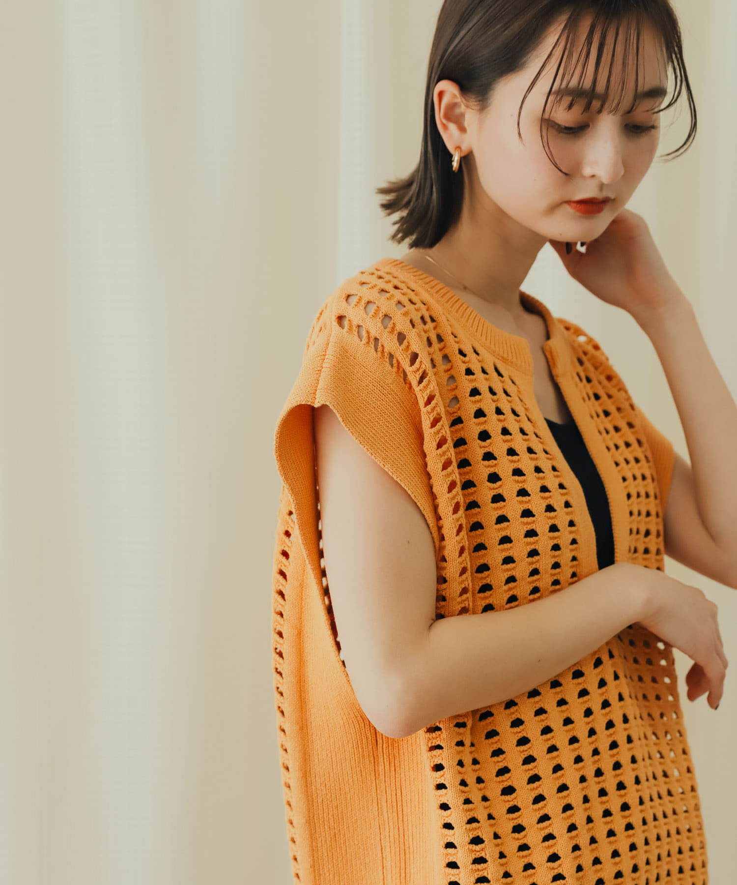 SENSE OF PLACE by URBAN RESEARCH「ホールメッシュキーネックニットベスト」|ベスト・ジレ|