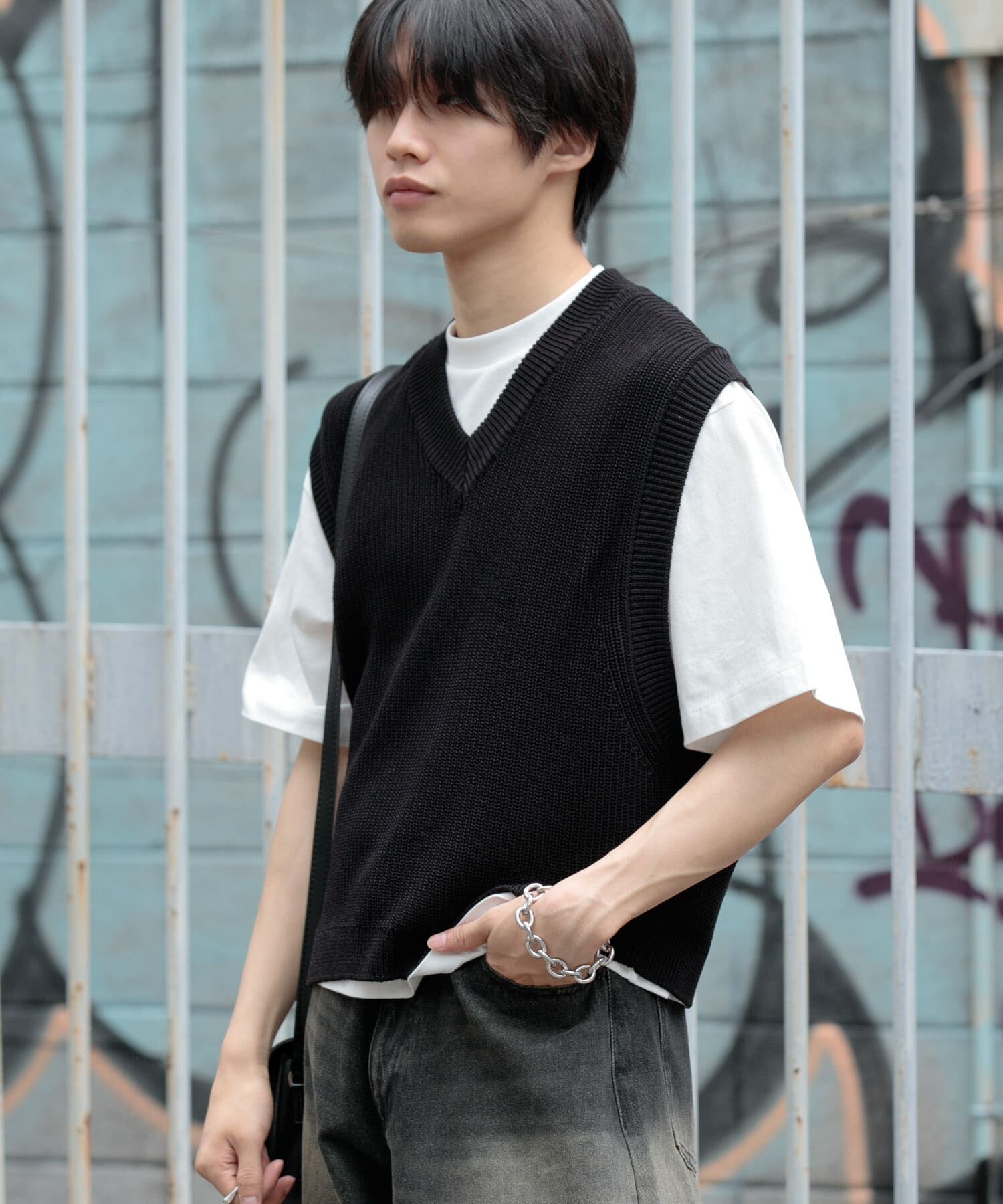 SENSE OF PLACE by URBAN RESEARCH「アゼアミクロップドニットベスト」|ベスト・ジレ|