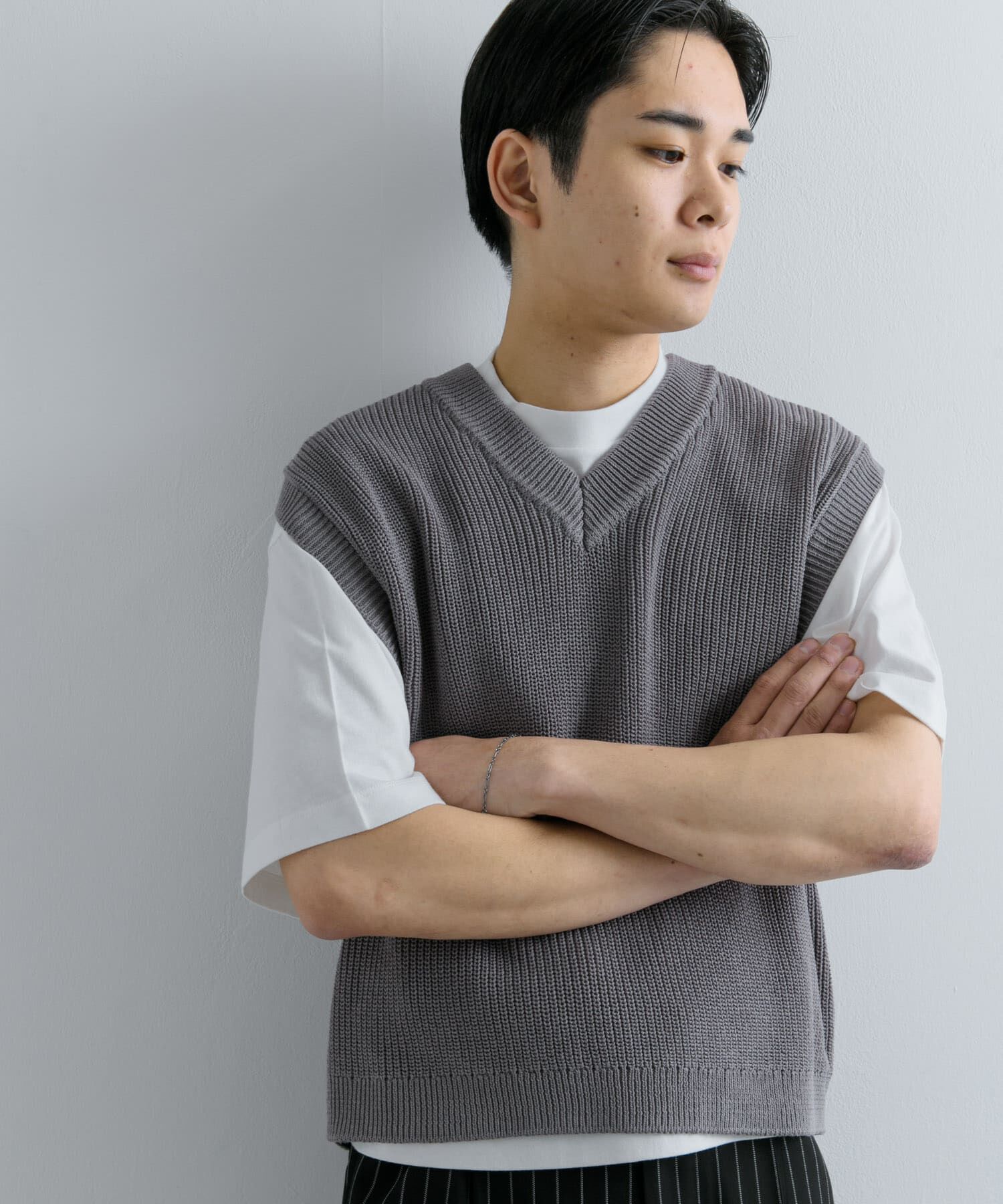 SENSE OF PLACE by URBAN RESEARCH「アゼアミクロップドニットベスト」|ベスト・ジレ|