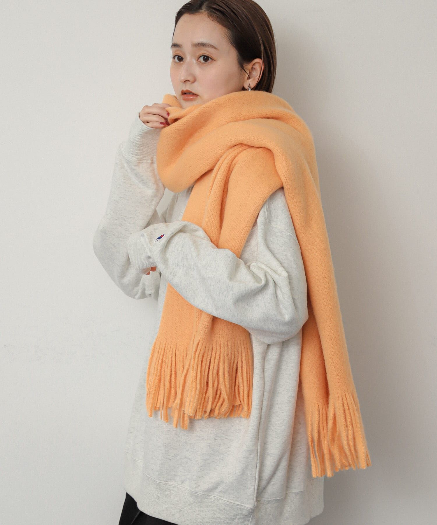 SENSE OF PLACE by URBAN RESEARCH「ニットフリンジストール」|ストール|オレンジ