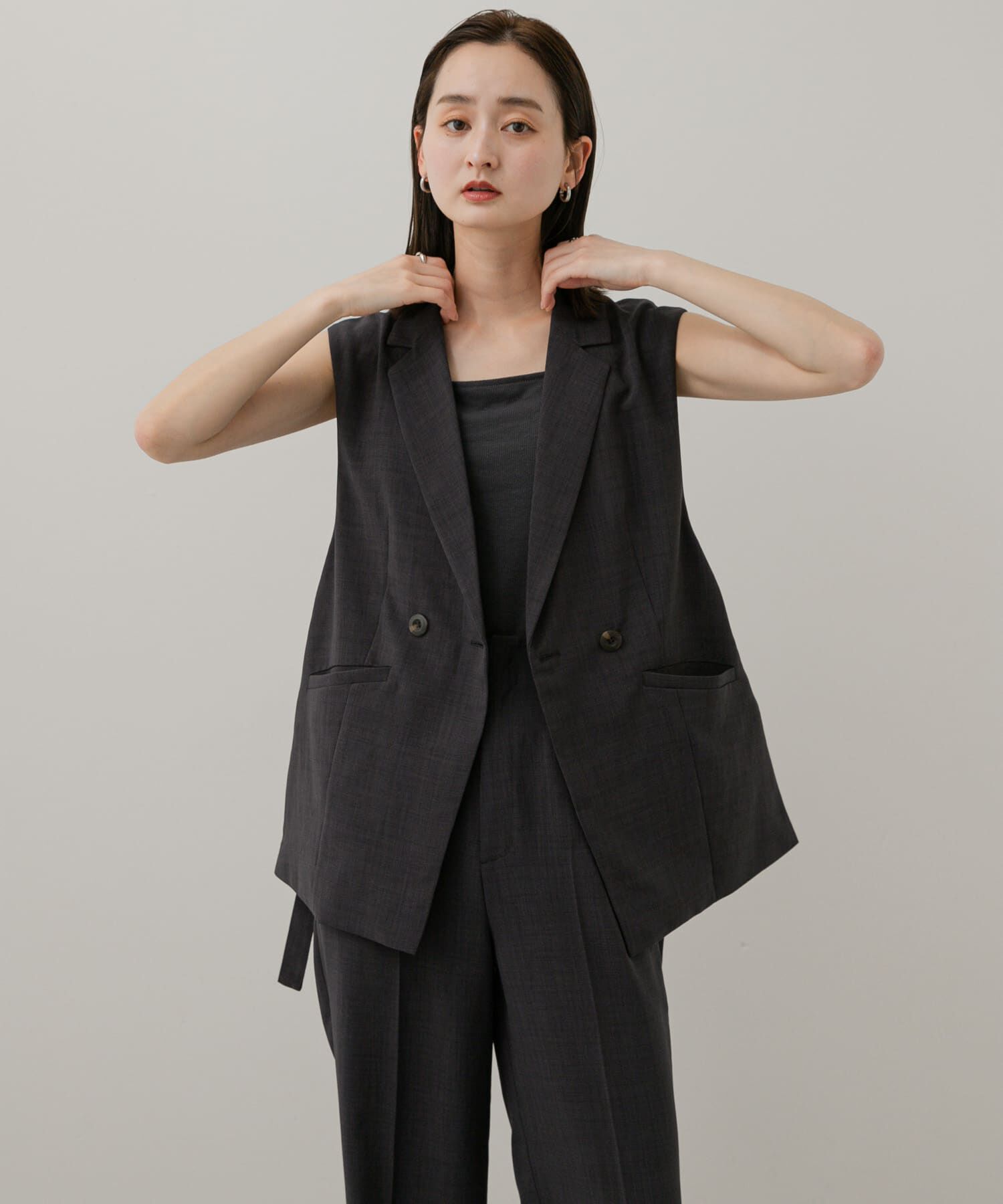 SENSE OF PLACE by URBAN RESEARCH「『UR TECH DRYLUXE』リネンライクサイドベルトジレ」|ベスト・ジレ|