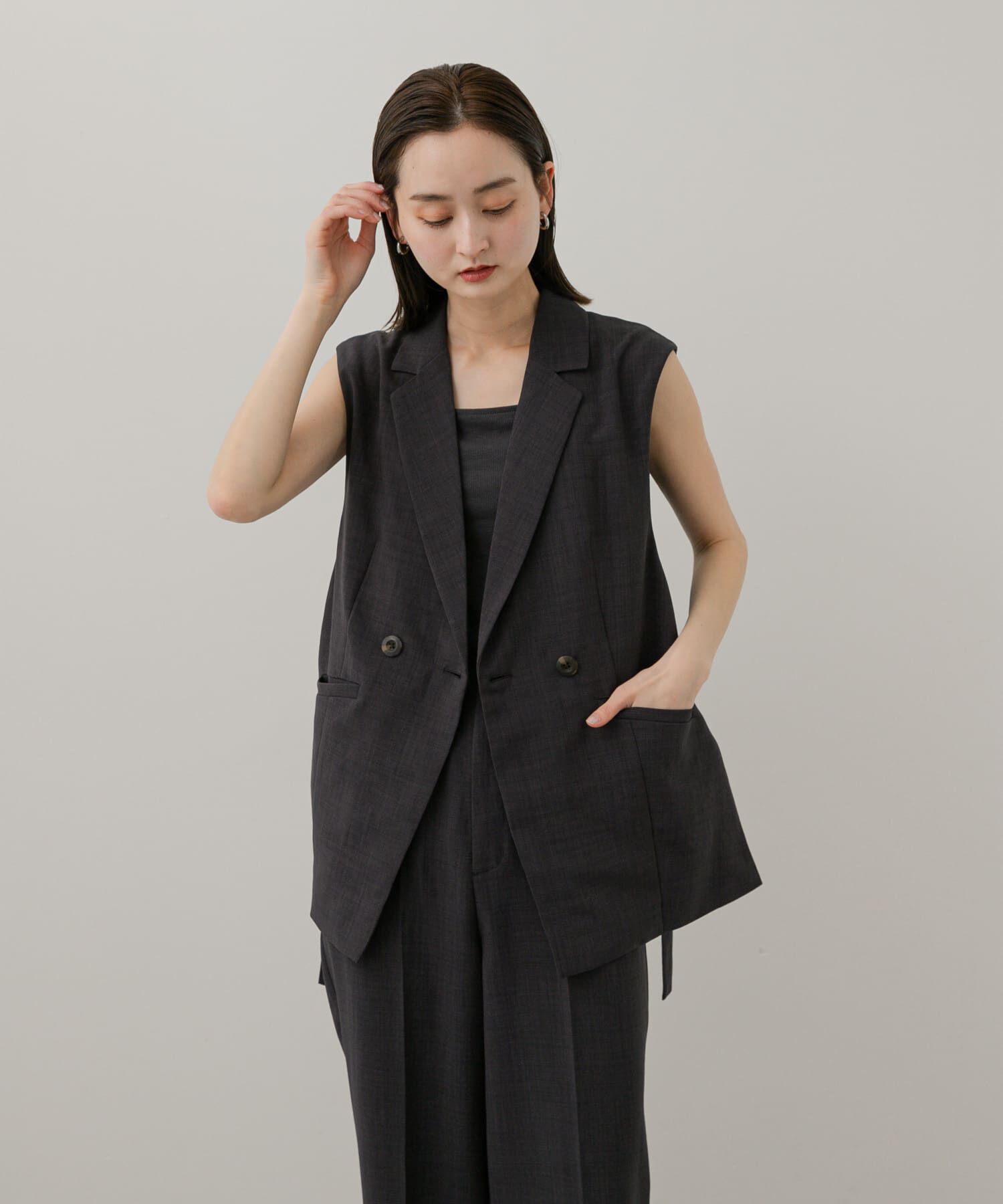 SENSE OF PLACE by URBAN RESEARCH「『UR TECH DRYLUXE』リネンライクサイドベルトジレ」|ベスト・ジレ|