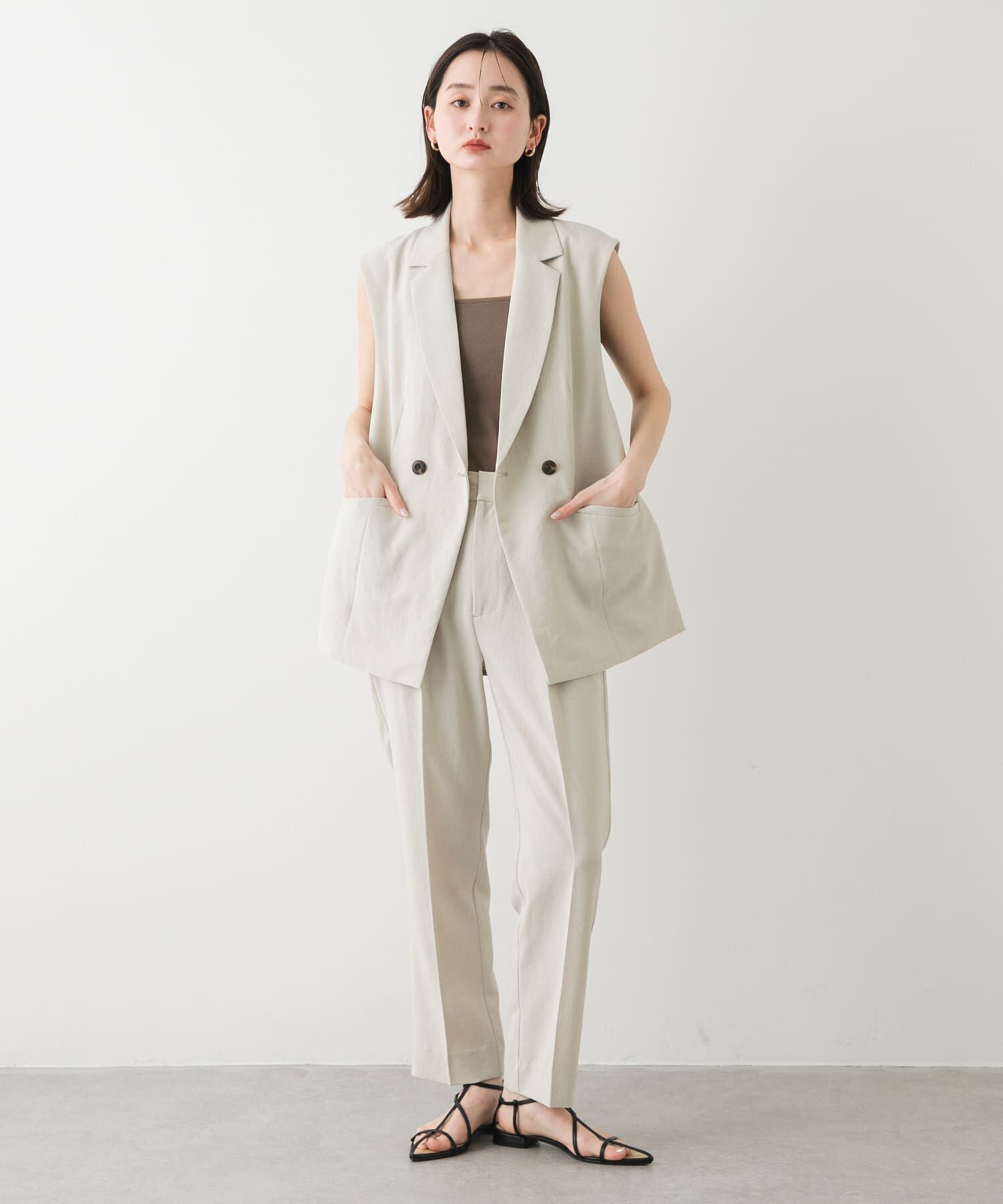 SENSE OF PLACE by URBAN RESEARCH「『UR TECH DRYLUXE』リネンライクサイドベルトジレ」|ベスト・ジレ|