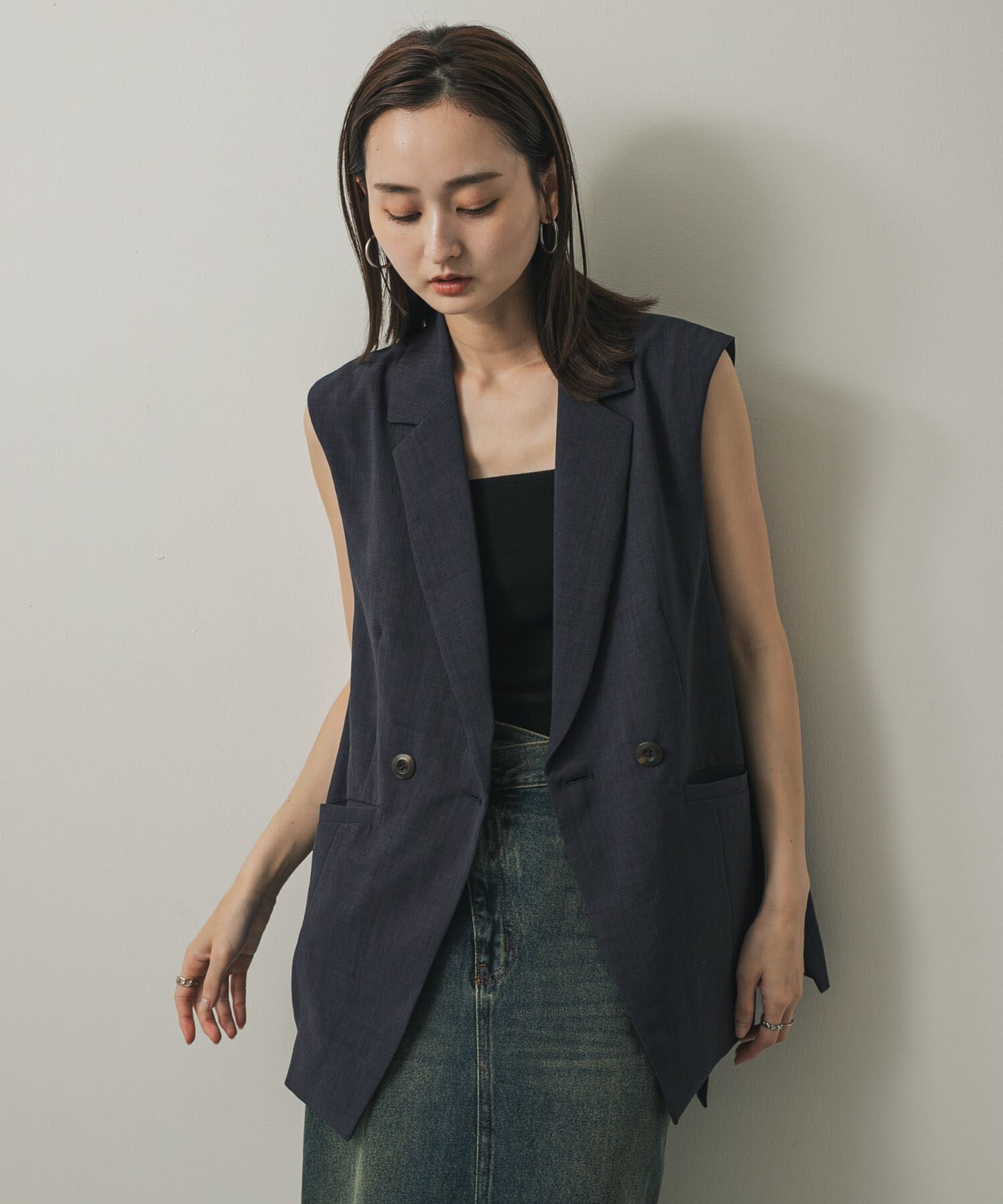 SENSE OF PLACE by URBAN RESEARCH「『UR TECH DRYLUXE』リネンライクサイドベルトジレ」|ベスト・ジレ|