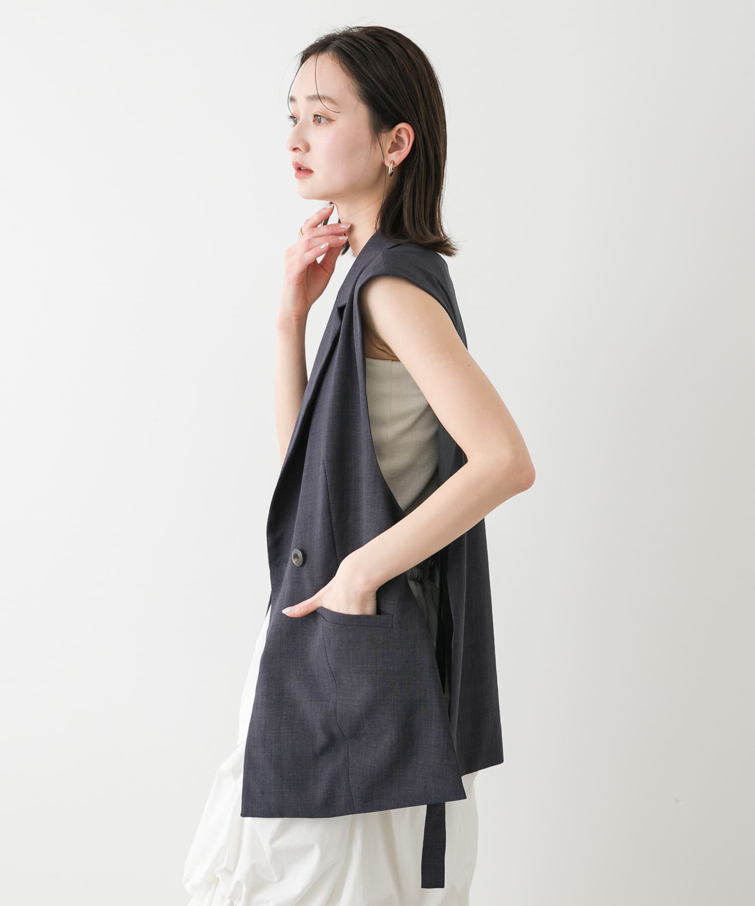 SENSE OF PLACE by URBAN RESEARCH「『UR TECH DRYLUXE』リネンライクサイドベルトジレ」|ベスト・ジレ|