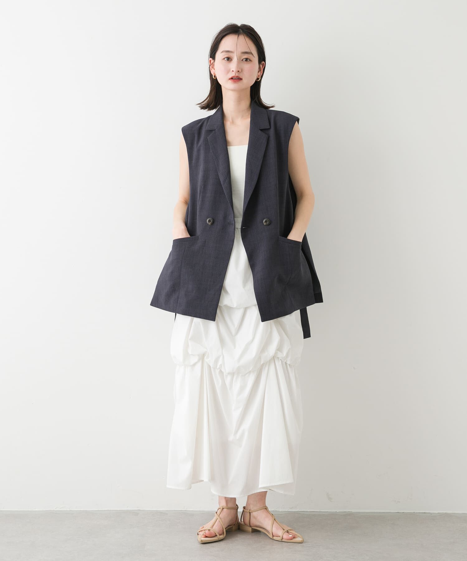 SENSE OF PLACE by URBAN RESEARCH「『UR TECH DRYLUXE』リネンライクサイドベルトジレ」|ベスト・ジレ|