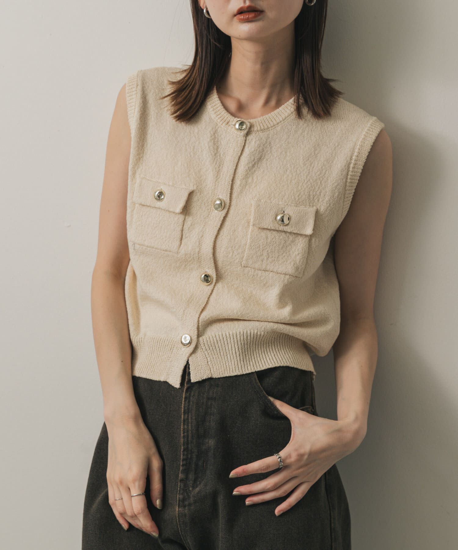 SENSE OF PLACE by URBAN RESEARCH「メタルボタンポケットベスト」|ベスト・ジレ|アイボリー