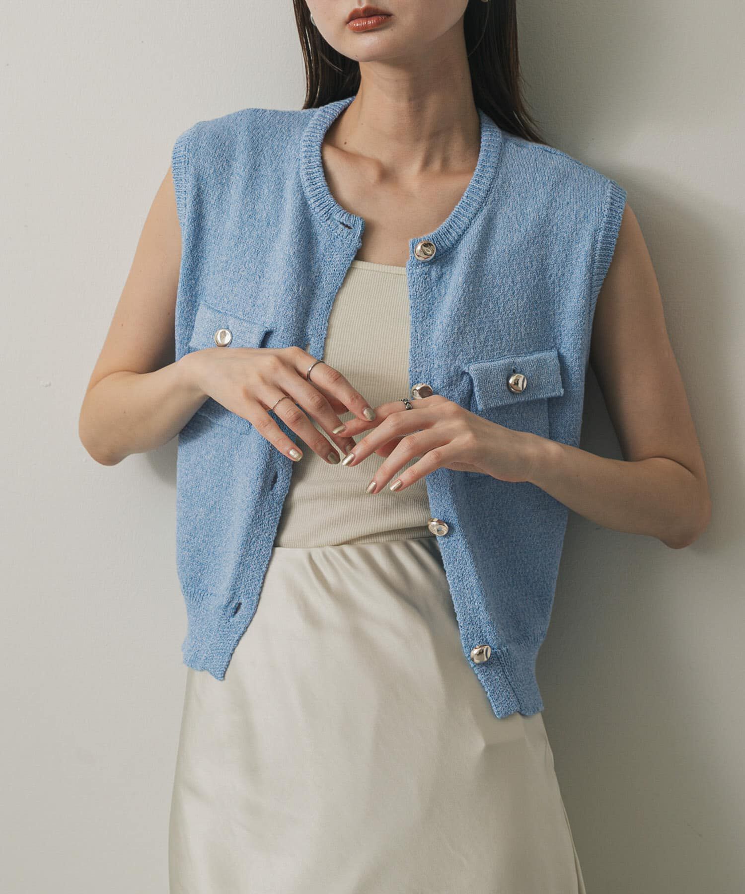 SENSE OF PLACE by URBAN RESEARCH「メタルボタンポケットベスト」|ベスト・ジレ|ライトブルー