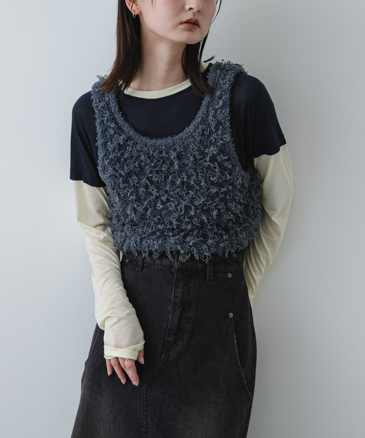 SENSE OF PLACE by URBAN RESEARCH「『洗濯可』2wayリボンヤーンループニットベスト」|ベスト・ジレ|