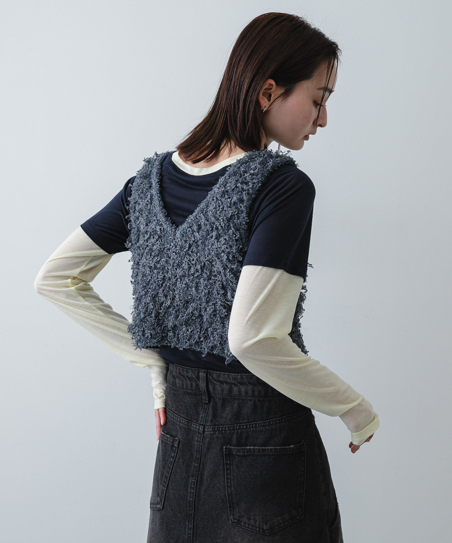 SENSE OF PLACE by URBAN RESEARCH「『洗濯可』2wayリボンヤーンループニットベスト」|ベスト・ジレ|