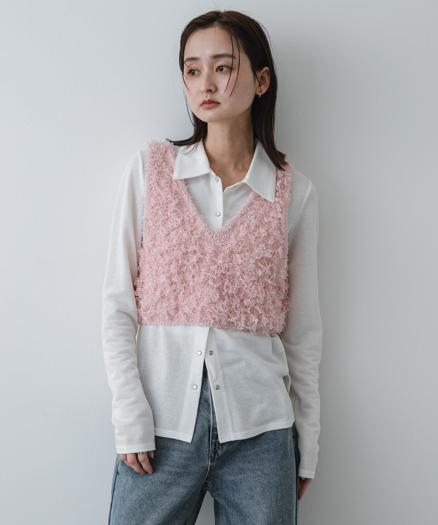 SENSE OF PLACE by URBAN RESEARCH「『洗濯可』2wayリボンヤーンループニットベスト」|ベスト・ジレ|