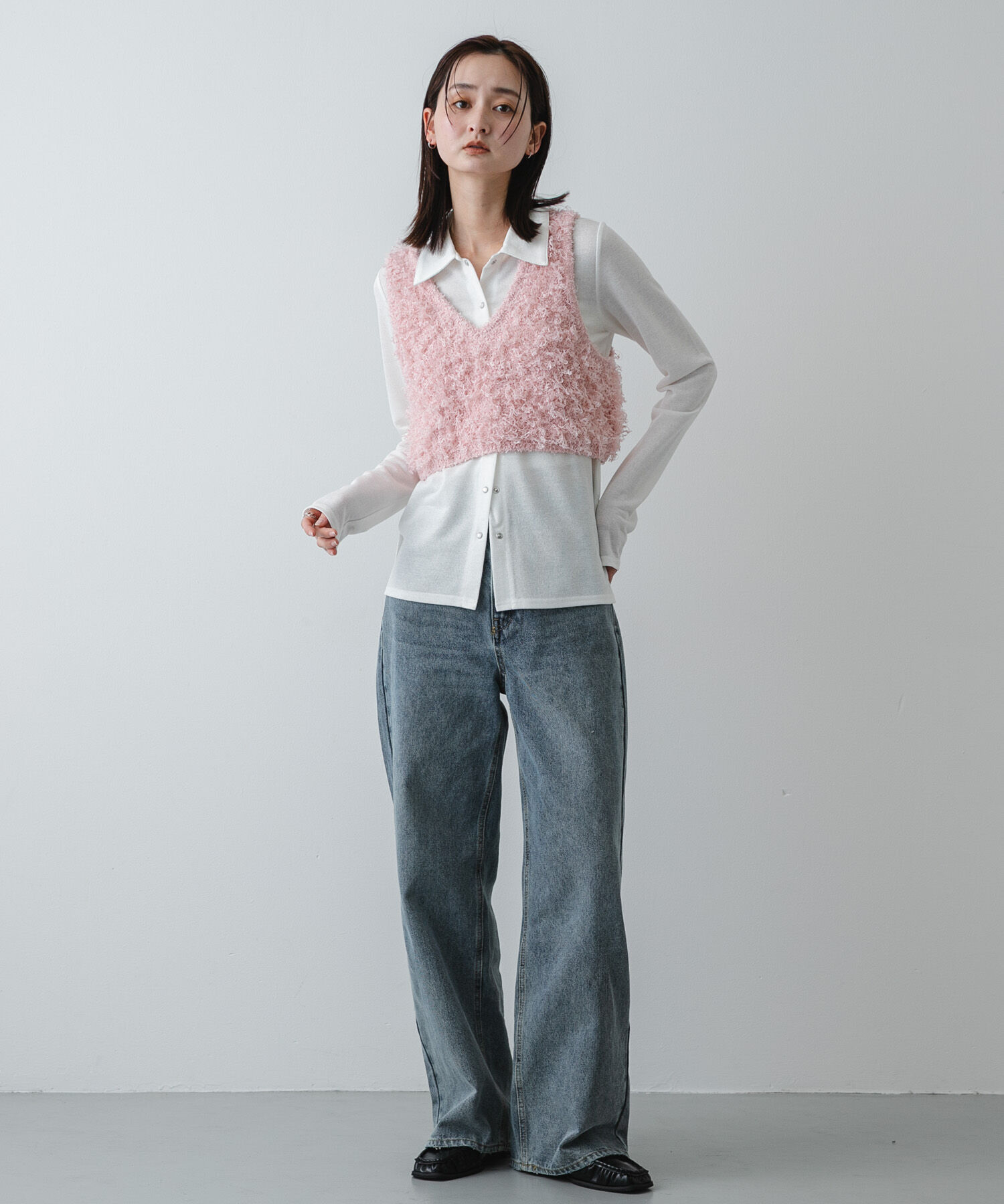 SENSE OF PLACE by URBAN RESEARCH「『洗濯可』2wayリボンヤーンループニットベスト」|ベスト・ジレ|