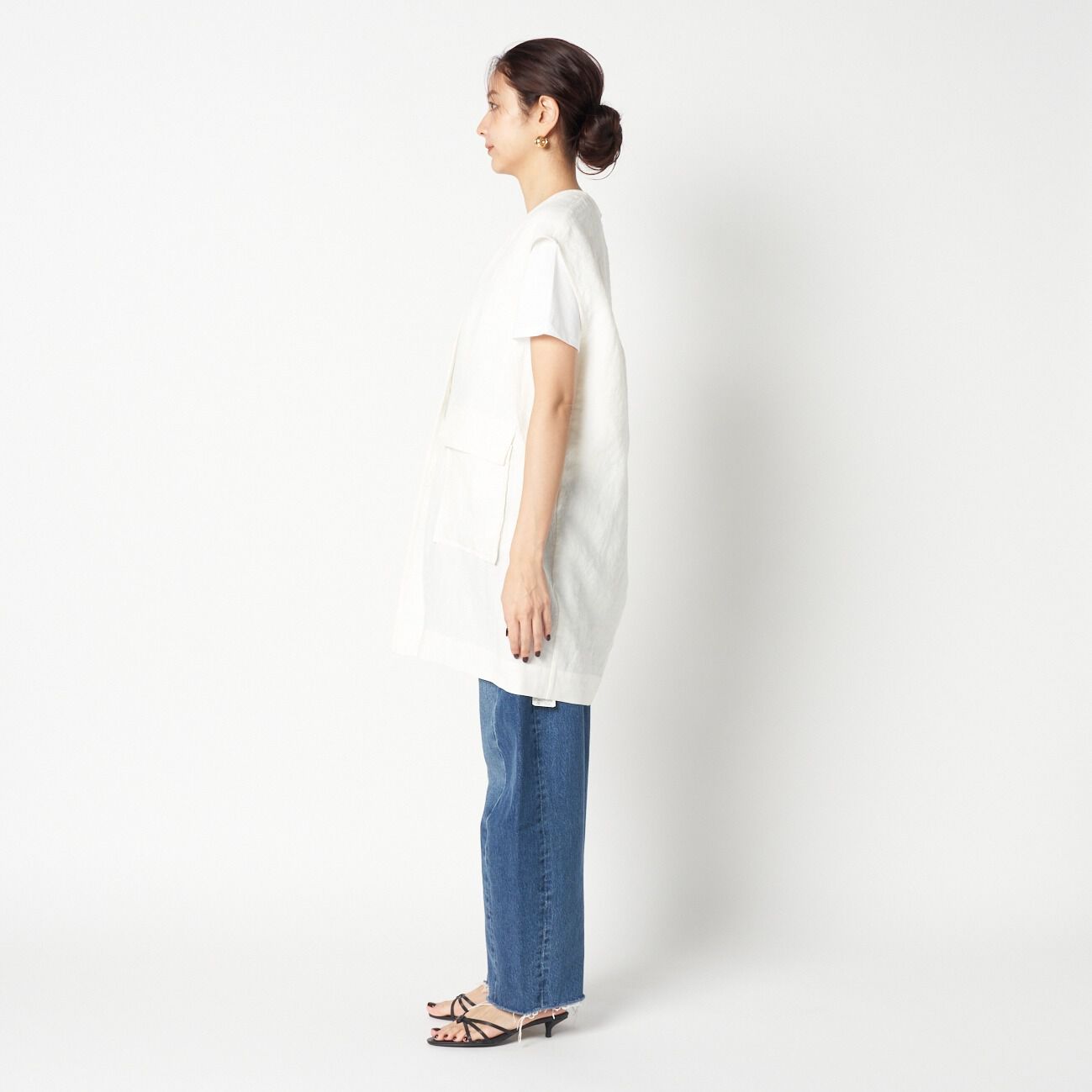 HELIOPOLE「HELIOPOLE DUNGAREES LINEN LONG GILLET」|ベスト・ジレ|