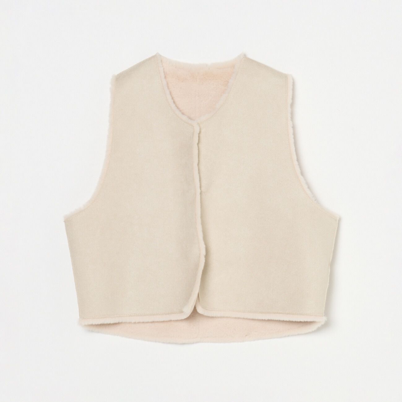 HELIOPOLE「HELIOPOLE FAKE MOUTON CROPPED GILET」|ベスト・ジレ|アイボリー