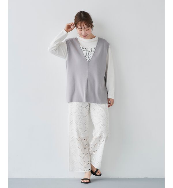 le.coeur blanc「《手洗い可能》ミラノリブVネックベスト」|ベスト・ジレ|