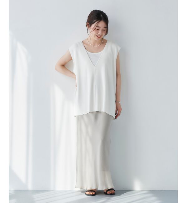 le.coeur blanc「《手洗い可能》ミラノリブVネックベスト」|ベスト・ジレ|