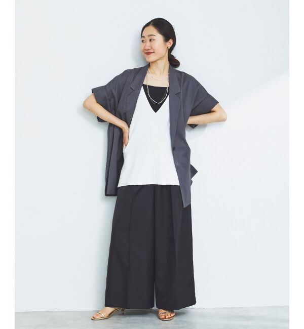 le.coeur blanc「《手洗い可能》ミラノリブVネックベスト」|ベスト・ジレ|