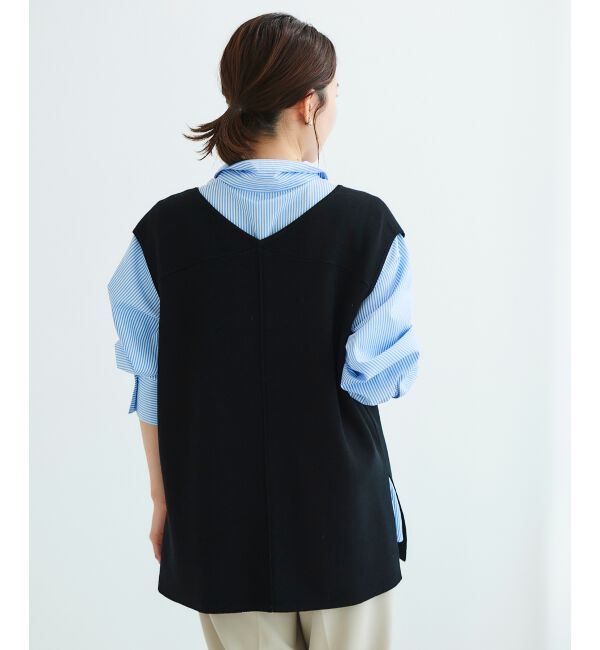 le.coeur blanc「《手洗い可能》ミラノリブVネックベスト」|ベスト・ジレ|