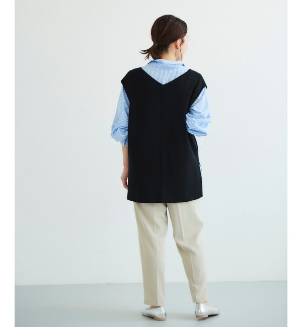 le.coeur blanc「《手洗い可能》ミラノリブVネックベスト」|ベスト・ジレ|