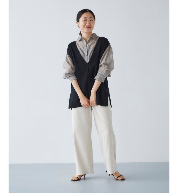 le.coeur blanc「《手洗い可能》ミラノリブVネックベスト」|ベスト・ジレ|