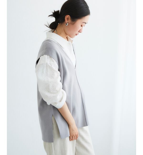 le.coeur blanc「《手洗い可能》ミラノリブVネックベスト」|ベスト・ジレ|