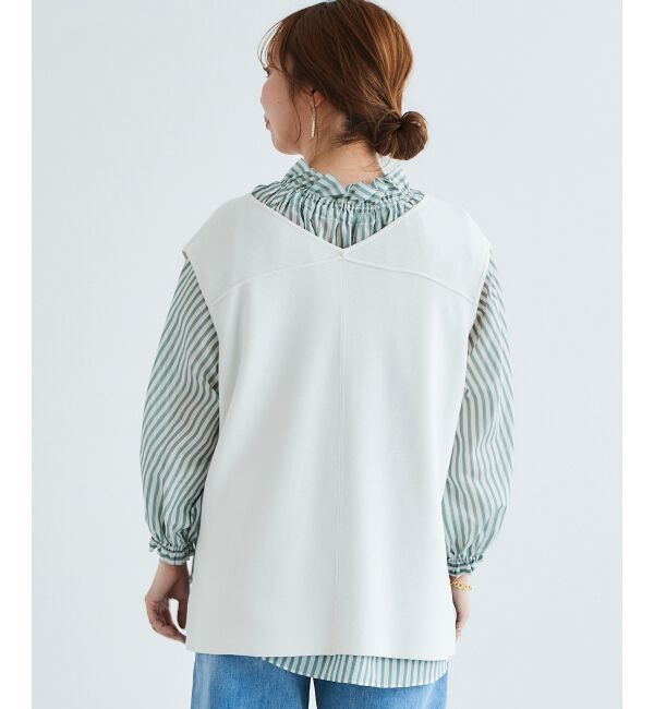 le.coeur blanc「《手洗い可能》ミラノリブVネックベスト」|ベスト・ジレ|