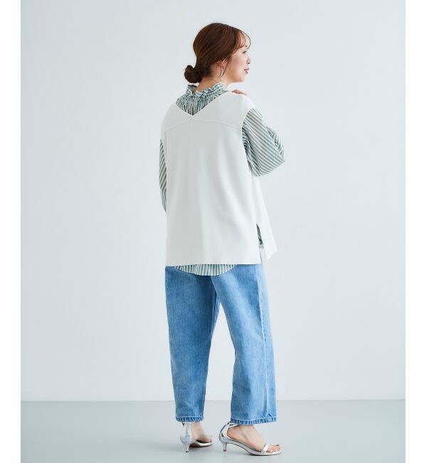 le.coeur blanc「《手洗い可能》ミラノリブVネックベスト」|ベスト・ジレ|