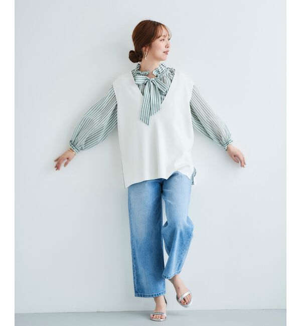 le.coeur blanc「《手洗い可能》ミラノリブVネックベスト」|ベスト・ジレ|