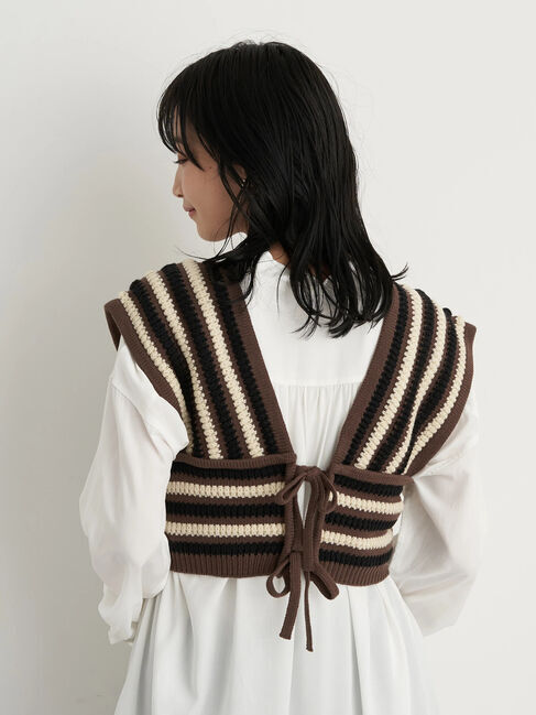 earth music&ecology「マルチストライプビスチェ」|ベスト・ジレ|