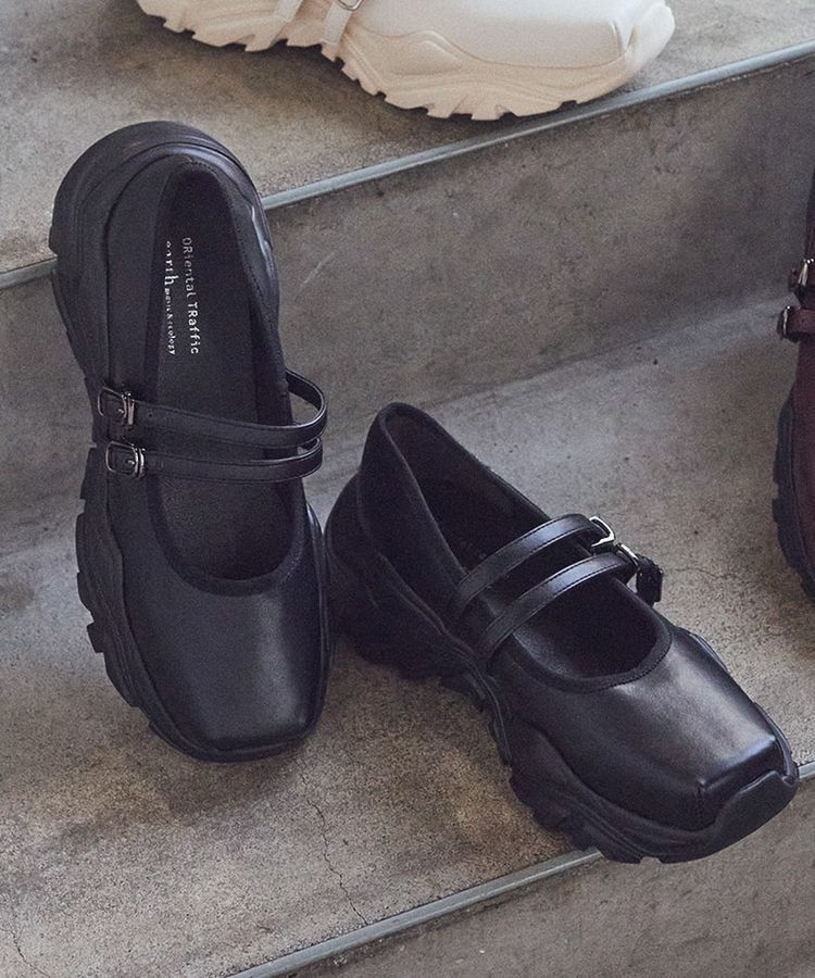 earth music&ecology「ORiental TRaffic メリージェーンスニーカー」|スニーカー|Black