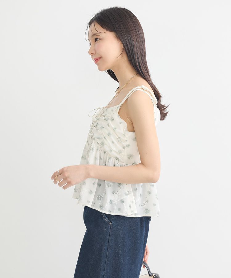 earth music&ecology「花柄ギャザーキャミビスチェ」|ベスト・ジレ|