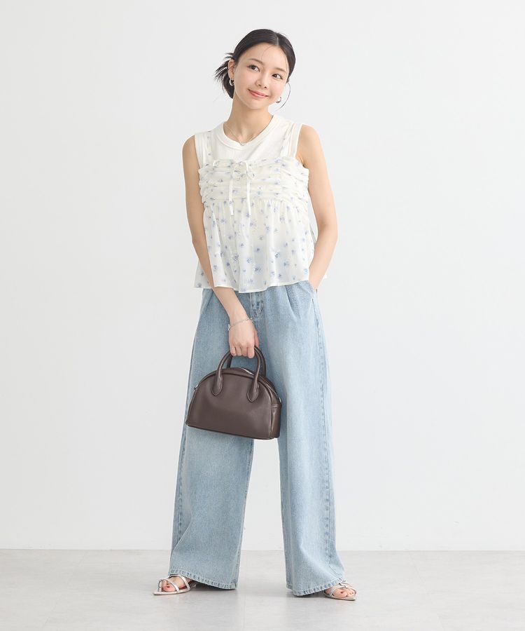 earth music&ecology「花柄ギャザーキャミビスチェ」|ベスト・ジレ|