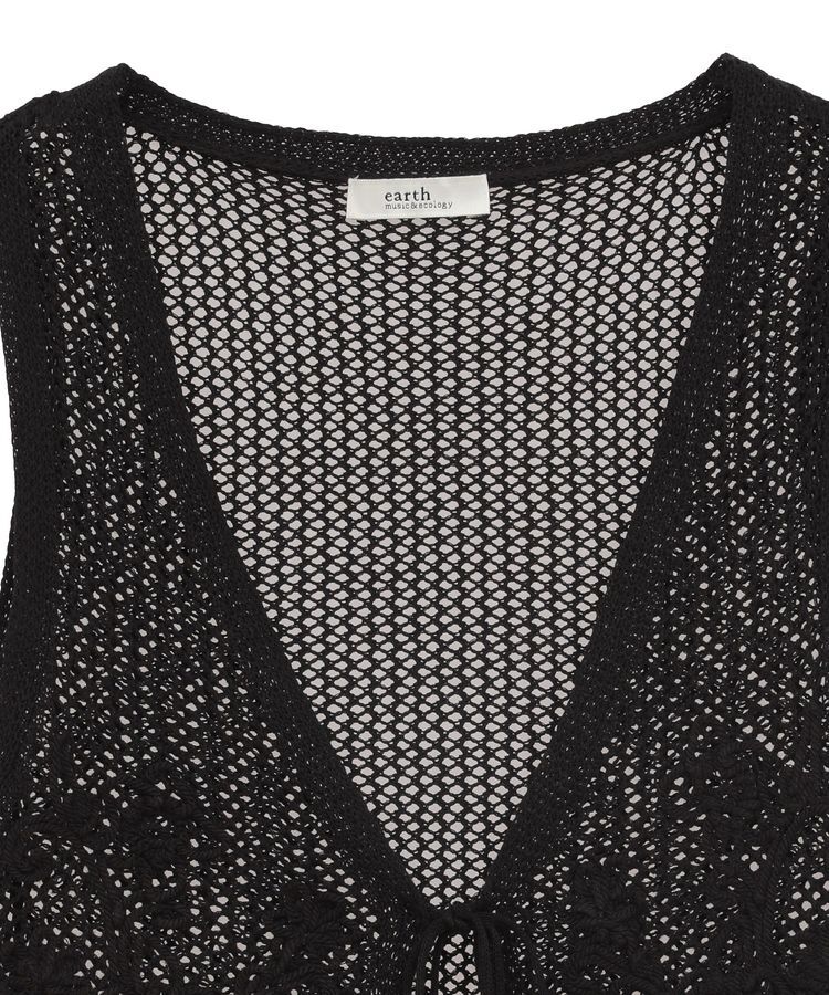 earth music&ecology「フラワー刺繍メッシュベスト」|ベスト・ジレ|