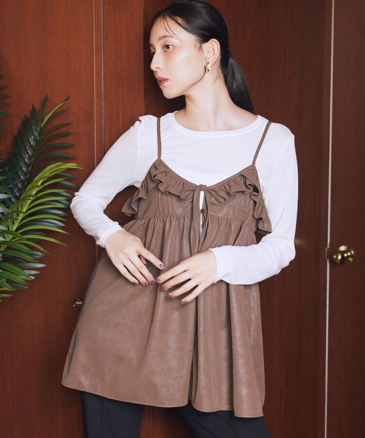 earth music&ecology「フェイクレザーキャミチュニック」|ベスト・ジレ|