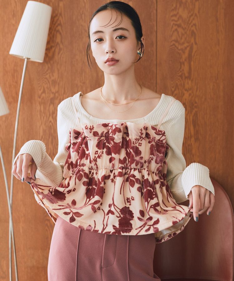 earth music&ecology「ベロアフラワービスチェ」|ベスト・ジレ|