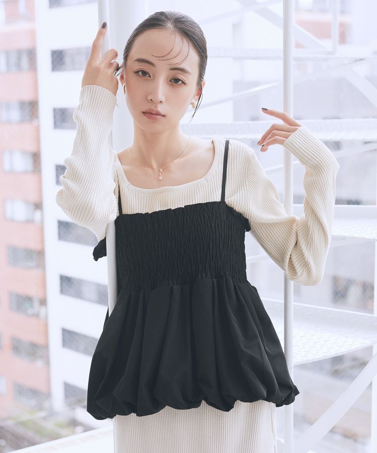 earth music&ecology「バルーンビスチェ」|ベスト・ジレ|Black