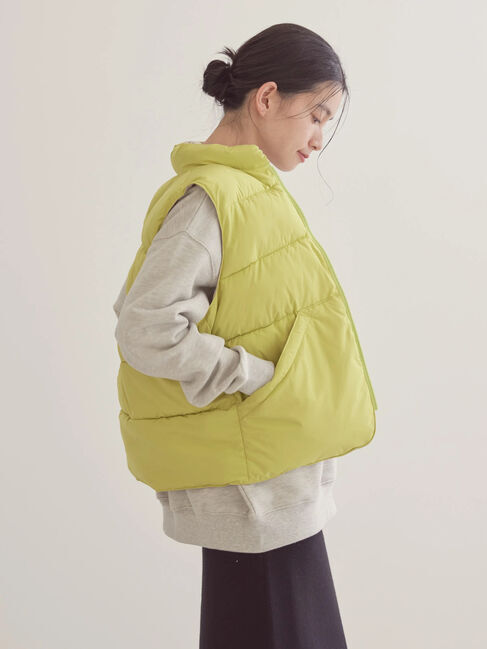  「リバーシブルショート中綿ベスト」|ベスト・ジレ|イエロー