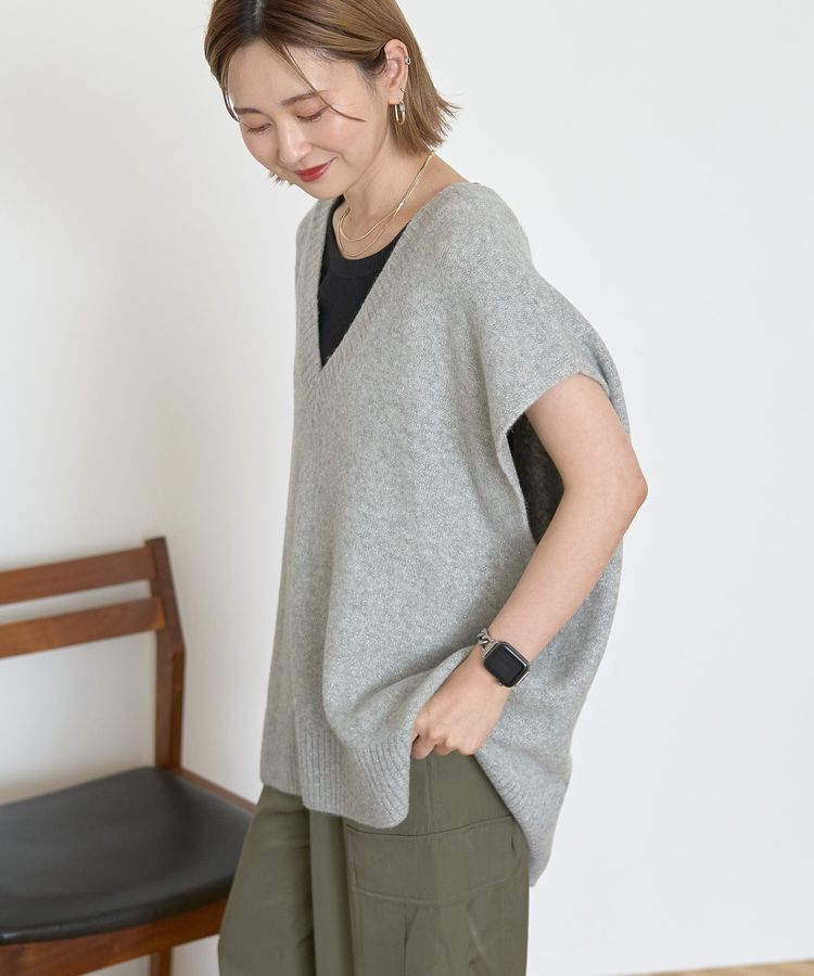 AMERICAN HOLIC「ラメ入りVネックニットベスト」|ベスト・ジレ|