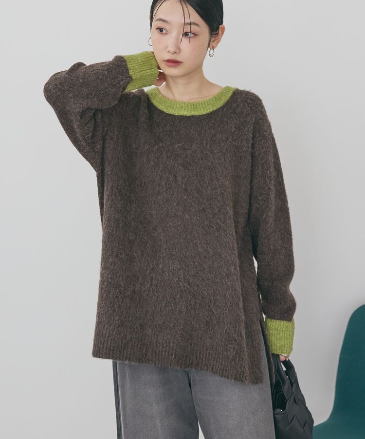 AMERICAN HOLIC「起毛バイカラーニットプルオーバー」|ニット・セーター|