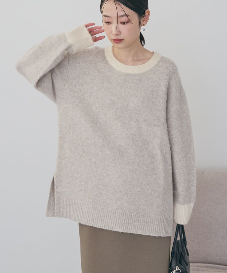 AMERICAN HOLIC「起毛バイカラーニットプルオーバー」|ニット・セーター|Beige