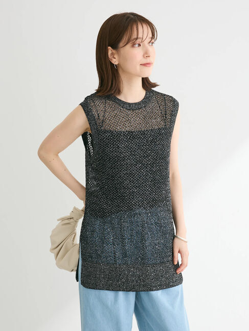 armonia「スパンコールニットベスト」|ベスト・ジレ|Black